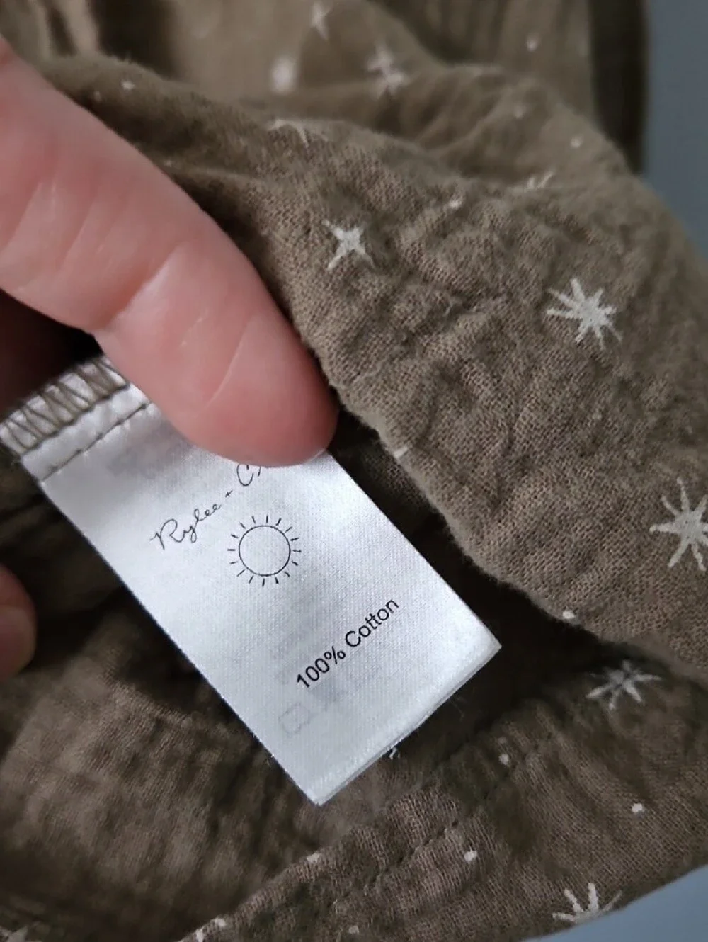 Rylee + Cru Olive Star-Print Cotton Dress